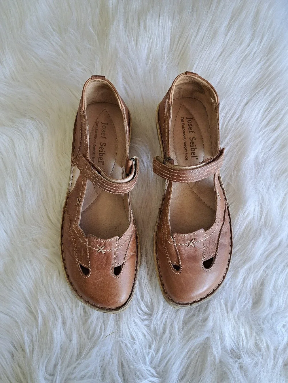 Josef Seibel Tan Leather Mary Janes